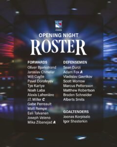 New York Rangers Release Official 2026-27 NHL Season Opening Roster